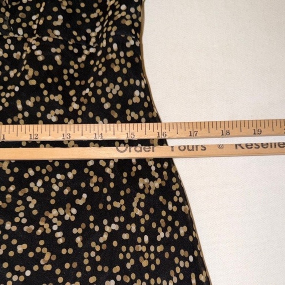 F.L.P. Faith Love Passion Polka Dot Midi Dress Black Tan V-Neck Womens Size 14 - Picture 8 of 9